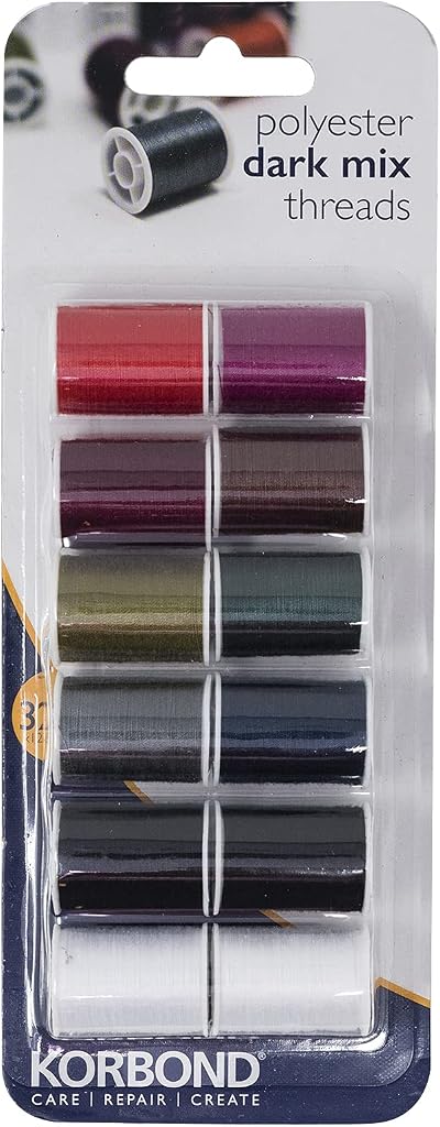 Korbond 110783 12 x 32 m Dark Mix Polyester Thread Selection