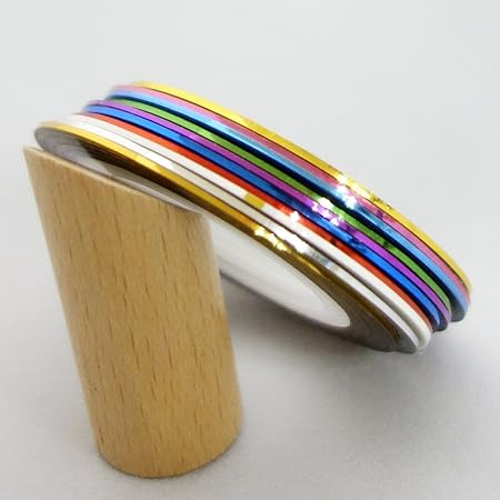 Amazon Autek ネイルアート用ラインテープ メタリックカラー 10色セット 金 銀 白 黒 赤 青 紫 緑 空 桜 ネイルデザイン テープ ネイルアートテープ ジェルネイル Autek ラインテープ 通販