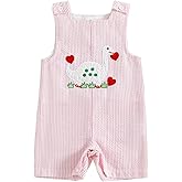 Ayalinggo My First Baby Girl Boy Valentines Day Newborn Outfit Cute Overalls Shortalls Dinosaur Heart Print One Piece Romper