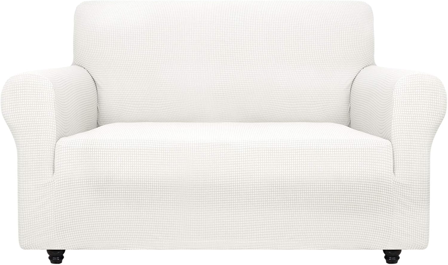 ZNSAYOTX Super Stretch Couch Cover Love Seat Sofa Covers for Living Room Dogs Pet Friendly Furniture Protector Spandex Loveseat Slipcovers with Anti Slip Foam Sticks (White, Loveseat): Home & Kitchen