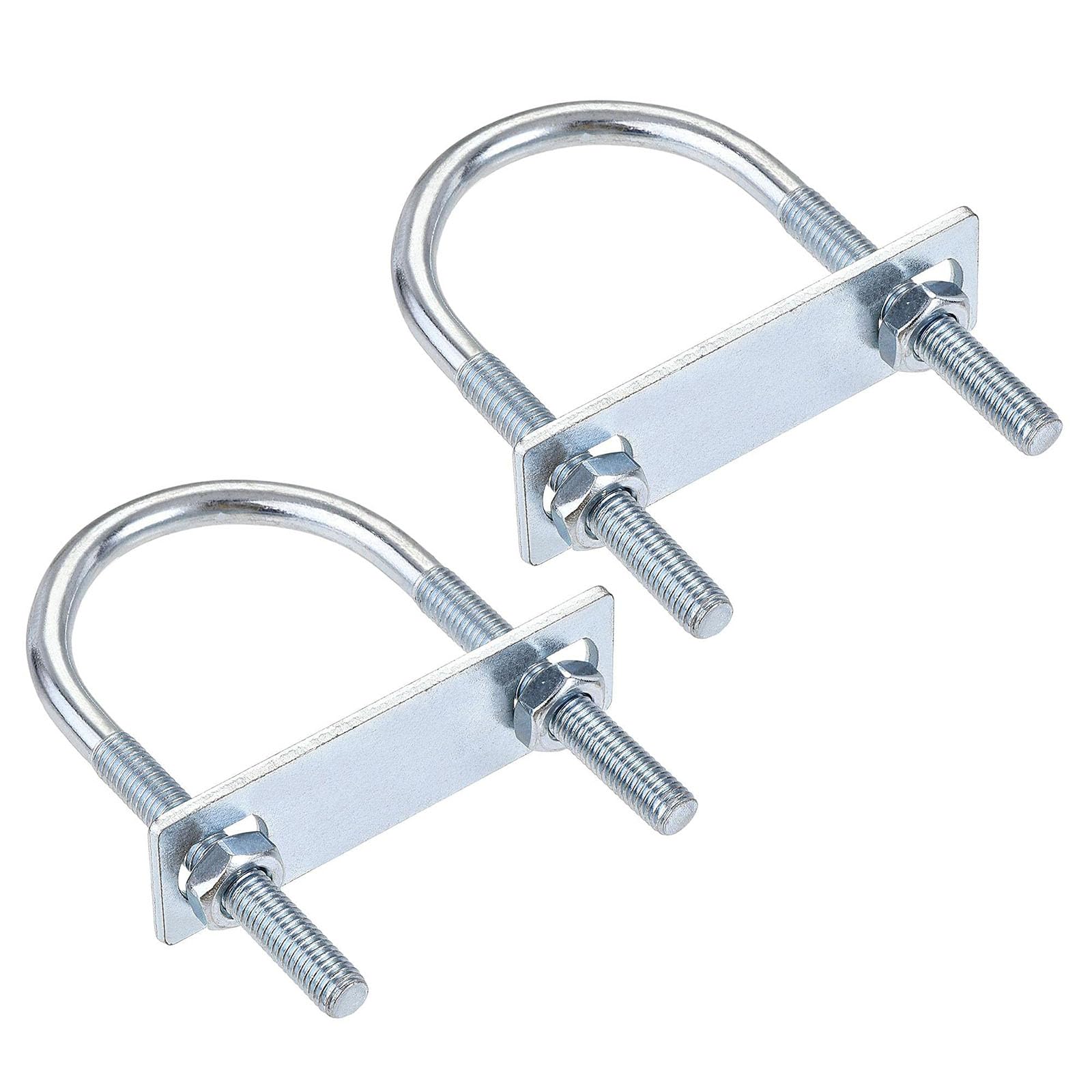 TA-VIGOR 2 sets M8 Round U-Bolts, 50mm Inner Width 100mm Length Steel U-Bolts with Nut, Plate for Attaching Piping Conduit Cable Tube Brackets Boat Trailer