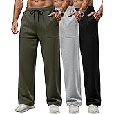 Velvelhall 3 Pack Men's Sweatpants Wide Leg Baggy Casual Lounge Pants Open Bottom Drawstring Athletic Pants with Pockets