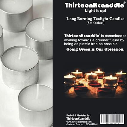 ThirteenKcanddle 7 Hours Burn Time Tea lights Candles Tealight Unscented White Party Birthday Long Burning