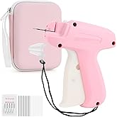 Stitch Gun for Clothing, Mini Sewing Stitch Tagging Gun for Clothes, Stitch Gun Quick Clothing Fixer with 6 Needles, 1000 Black & 1000 White Micro Fasteners & 1 Hard Carrying Case （Pink）