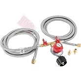 SURIEEN 0-20 PSI Adjustable High Pressure Propane Regulator with Hose | 8FT Y Splitter Double Braided Hose with 1/8" MNPT Pipe Fitting for Double Propane Outdoor Burner, Turkey Fryer, Cooker