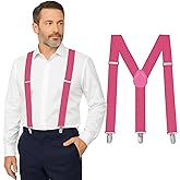 Suspenders for Men Heavy Duty - Adjustable 1” Y-Back Men's Suspenders for Dress Pants | Strong Metal Clips, Everyday Wear