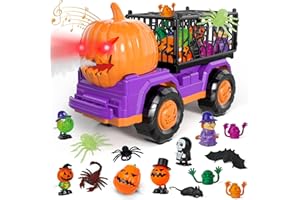 Bennol Toddler for Kids, Halloween Trucks Toys for 1 2 3 4 5 Year Old Boys, Halloween Wind Up Toys for Toddlers, Toddler Boy Toys Halloween Birthday Gift Car Sets with Light Sound