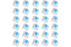 Josojoou 30 Pieces Blue Mechanical Keyboard Switches, 3 Pin Pre-Lubricated Clicky Key Switches, Dustproof and Waterproof Keyboard Accessories for Mechanical Gaming Keyboards