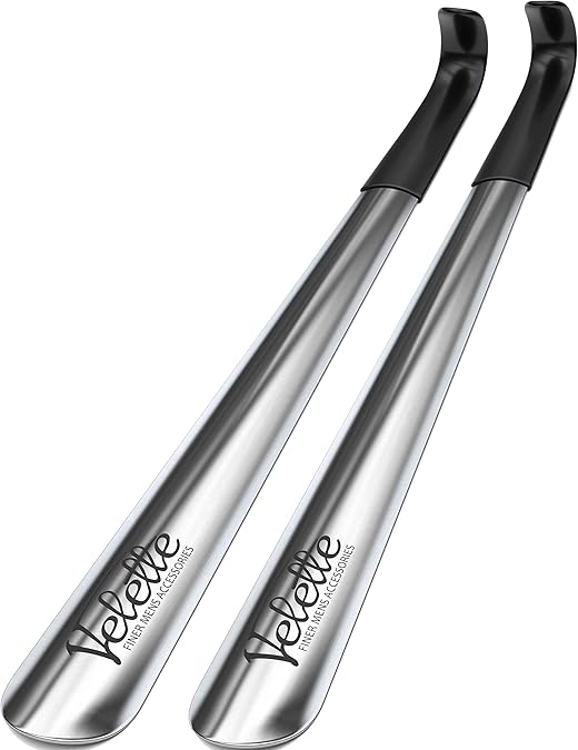 Metal Shoe Horn Long Handle For Seniors, Set of 2, 16.5" Long Shoe