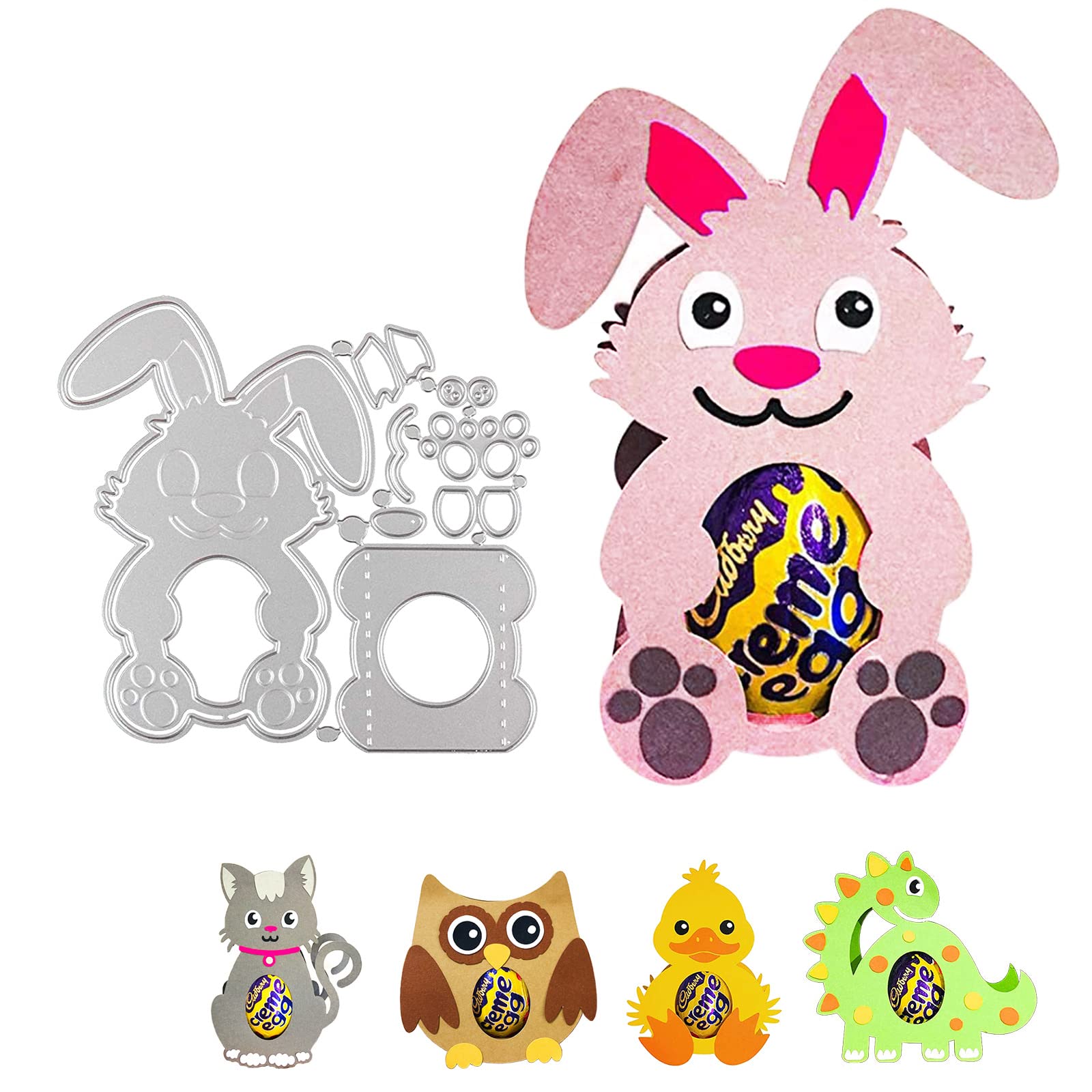 Bymivofun 3D Easter Cutting Sheets, Rabbit Eggs Cutting Dies Set, Easter Cutting Dies Set, for Scrapbooking, Photo Paper, Cards, Craft Embossing, DIY Making (Habbit)