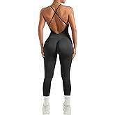 MOOSLOVER Women Strappy Backless One Piece Jumpsuits Tummy Control Padded Workout Rompers