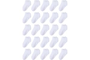 Cooraby 25 Pairs Kids' Socks Low Cut Socks Half Cushion Sport Ankle Athletic Socks for Boys Girls