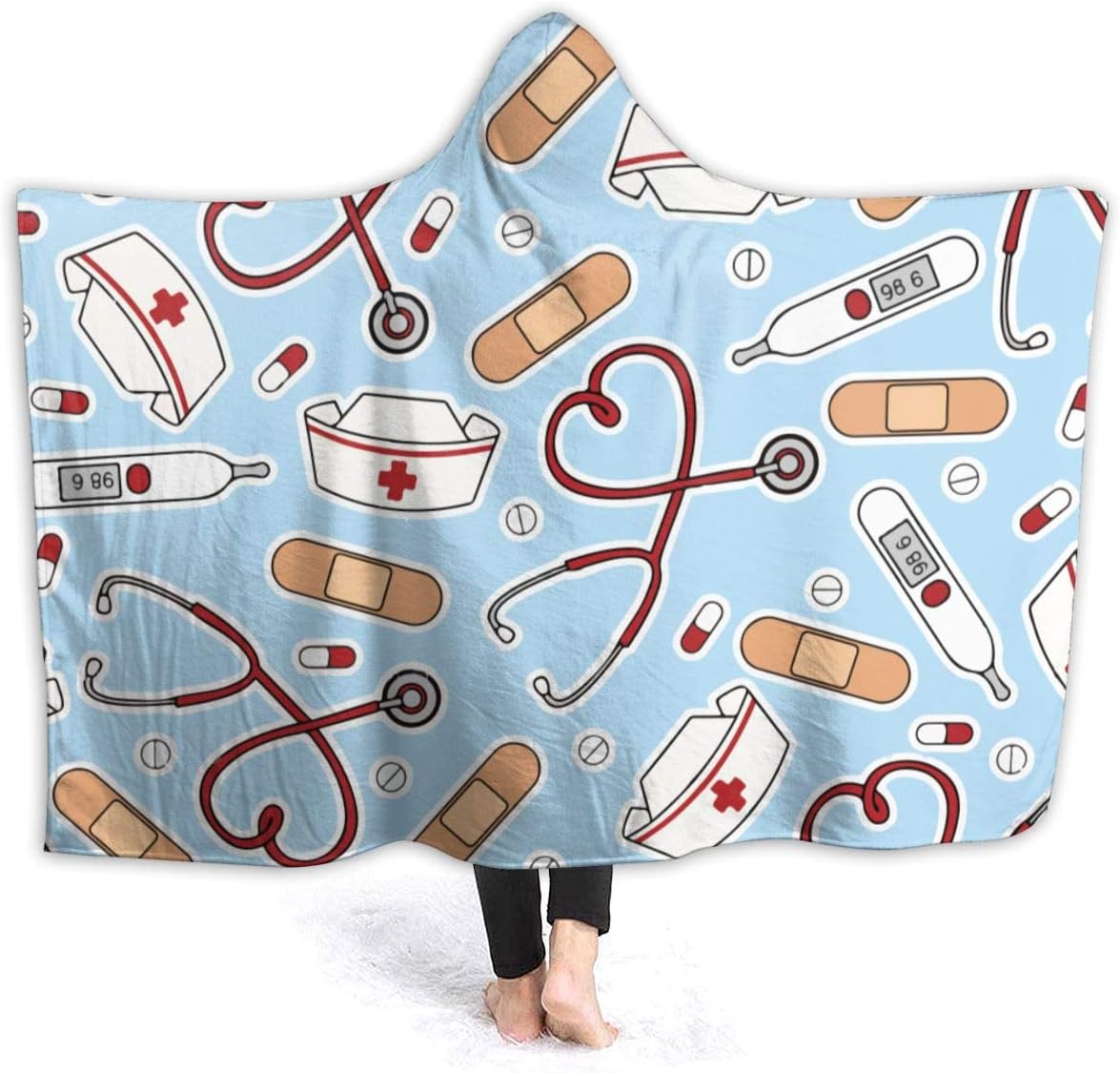 Nurse Appliance Blanket with Hat Soft Thick Warm Blanket Single Blanket