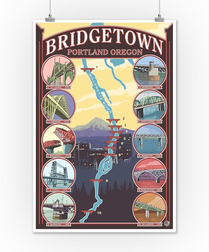 Amazon Com Portland Oregon Bridges Of Portland 11x14 Double