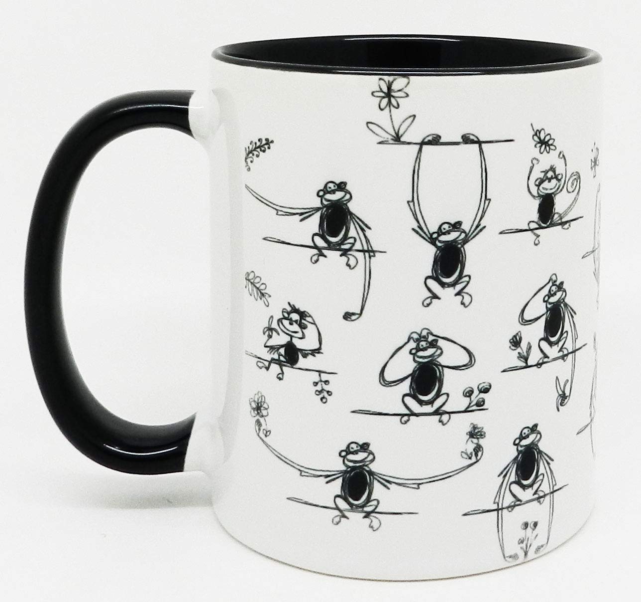Half a Donkey The Troop of Monkeys Mug with Glazed Black Handle and Inner