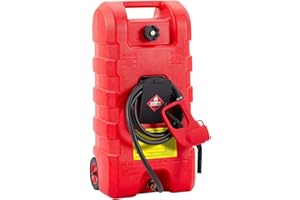 Heavy-Duty 16 Gallon Gas Tank, Upgraded Fuel Can with Manual Transfer Pump & 10FT Hose, Portable Gas Can with Casters, Leak-P
