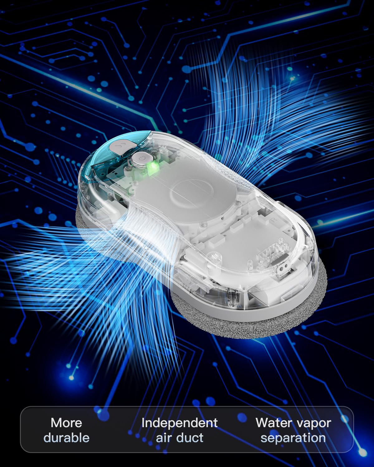 Robot limpiador de ventanas inteligente HIXZAP con pulverizador ultrasónico bidireccional y tanque de 85 ml - Detección automática de bordes, succión fuerte de 2400-3200 pa, protección anticaída para una limpieza sin esfuerzo