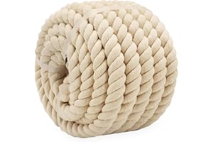 SINYLOO White Cotton Rope 1 Inch x 32 Feet Thick Natural Cotton Rope for Swing Hanging Sports Rope Soft Wedding Decorative Rope Strong Nautical Rope for Crafts Tug of War Rope (Beige)