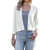 Allegra K 3/4 Sleeve Cropped Cardigan for Women's Lightweight Knit Sweaters Open Front Bolero Shrug