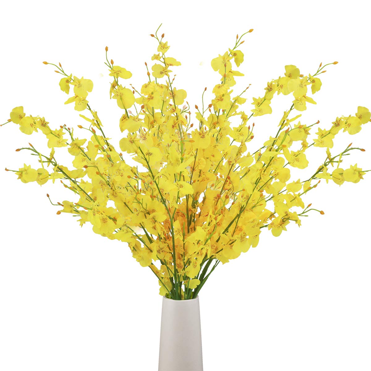 Bomarolan Artificial Dancing Lady Orchid Silk Faux Flowers Fake Butterfly Orchids 10 Pcs Real Touch for Wedding Home Office Party Hotel Decoration Restaurant Patio Festive Furnishing(Yellow)