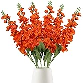 IPOPU 6pcs Orange Delphinium Artificial Flowers 36.22in Silk Flowers Snapdragon Flowers Hyacinth Artificial Flowers Long Stem Flowers for Wedding Home Floral Centerpieces Decor(Orange)