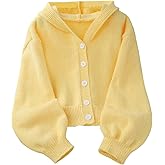 Verdusa Girl's Button Up Hooded Cardigan Fall Sweaters Long Sleeve Knit Outerwear