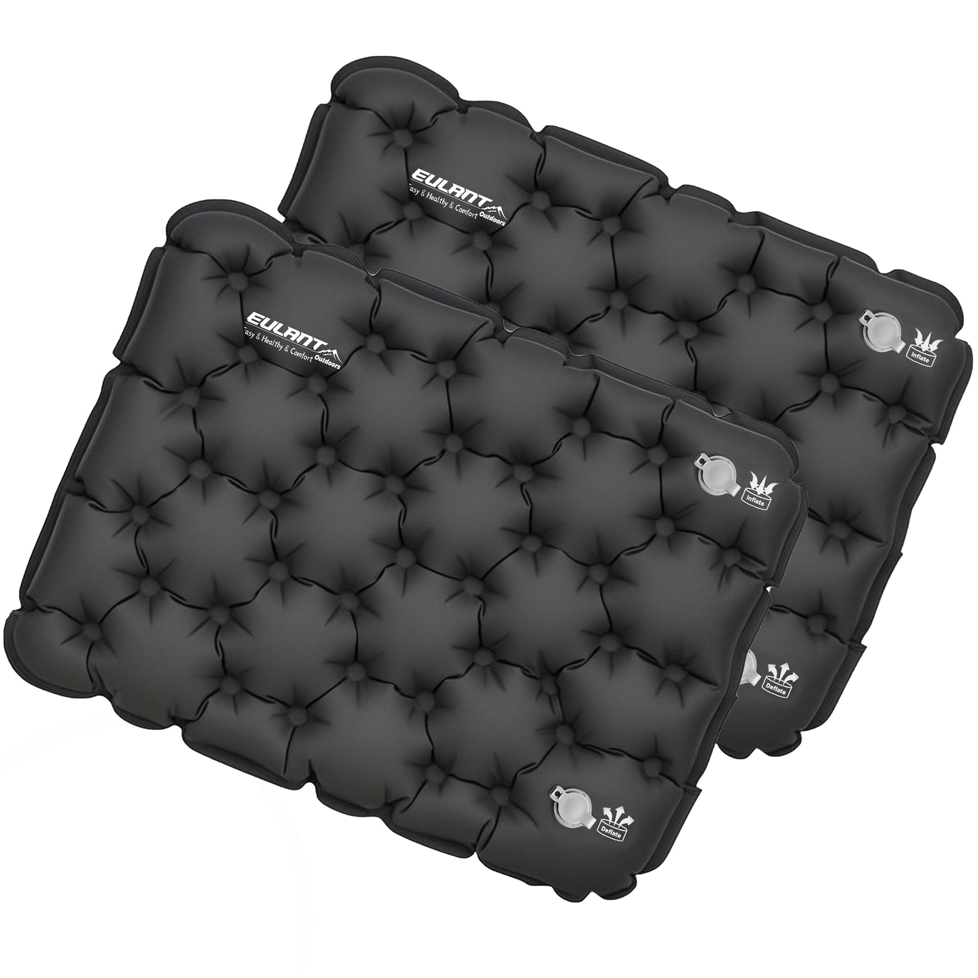 EULANT Inflatable Seat Cushion,Waterproof Air Cushion,Portable Sit Mat Pad for Camping Walking Hiking Travel Fishing Boating Flying Backpacking,or at Concerts Beach Lawn Floor Office,2pcs