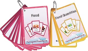 Richardy Foods,Food Quantities 2 Sets of English Flash Cards Kids Pocket Card Learning Baby Toys for Children Pre-Kindergarten