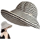 Kettle Brim Sun Hats for Women Lanai Hat Floppy Packable SPF UPF 50 UV Protection Beach Vacation Hat Striped
