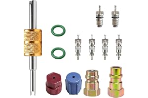 TTLCFP 11 PCS R12 to R134A Conversion Kit, R12 R22 to R134A Car AC Valve Core & Dual Head Removal Tool Set, High/Low Fitting Port Adapter Kit for Air Conditioner Refrigerant System