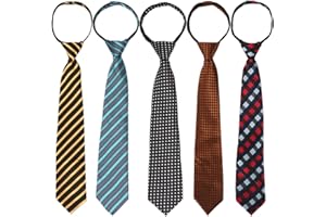 kilofly Pre-tied Adjustable Zipper Tie Kids Boys Baby Necktie Value Set of 5