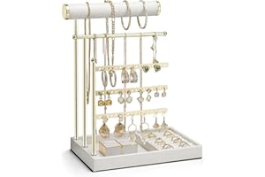 Vlando Jewelry Stand Organizer,3-Tier Jewelry Holder for Necklace, Earring, Bracelet, Ring,Large capacity Jewelry Organizer W