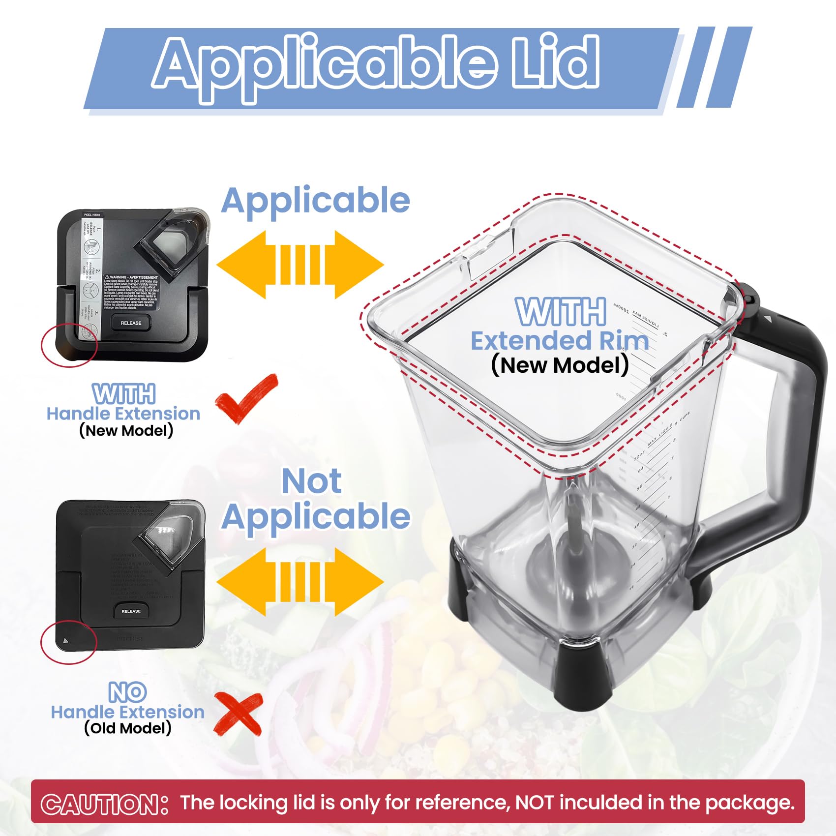 WARDFYT Replacement Pitcher 72 oz XL Compatible with Ninja Blender (New Model) BL610, 72oz Crushing Pitchers Replacement for Ninja BL710WM BL710WMC CO610B CO650B CT610