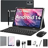 Android Tablet 2026 Latest Tablets, 10 inch Tablet (4+4)GB RAM 64GB ROM 1TB Expand, 2 in 1 Tablets with Keyboard, Case, Stylus, Octa-Core Tableta PC, WiFi 6, Bluetooth, Dual Camera,7000mAh Battery