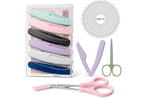 SWEET VIEW 48pcs Dermaplan Razor Kit for Women Face and Eyebrow with Brow Scissor, Facial Microblades Shaver Tool