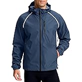 Bikewa Men's Cycling Rain Jackets Waterproof Running Bike Windbreaker Lightweight Packable Hooded Jacket
