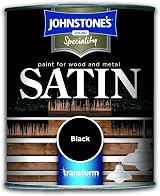 Johnstone's Satin Paint Wood Metal Black 0.25L Interior Finish