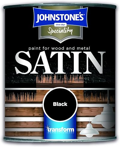 Johnstone's Satin Paint Wood Metal Black 0.25L Interior Finish