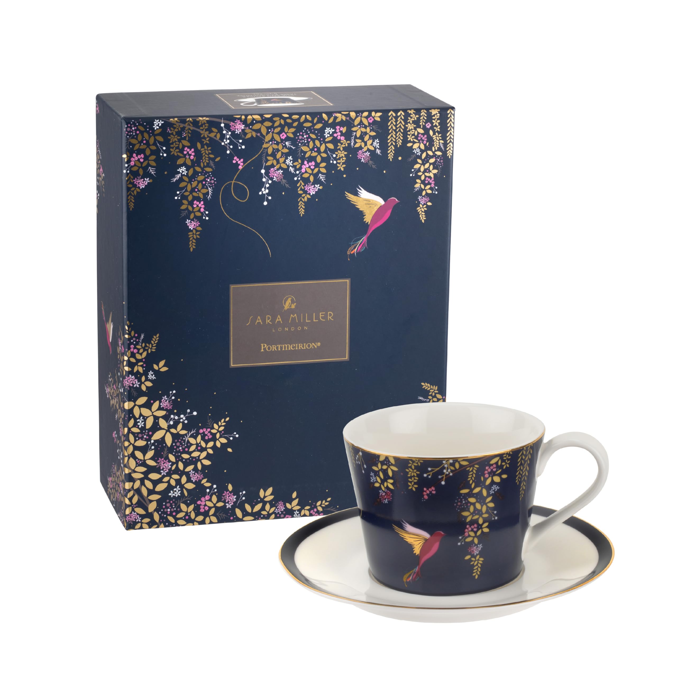 Sara Miller for Portmeirion Chelsea Cup and Saucer, Ceramic Navy, 230 x 185 x 95 cm