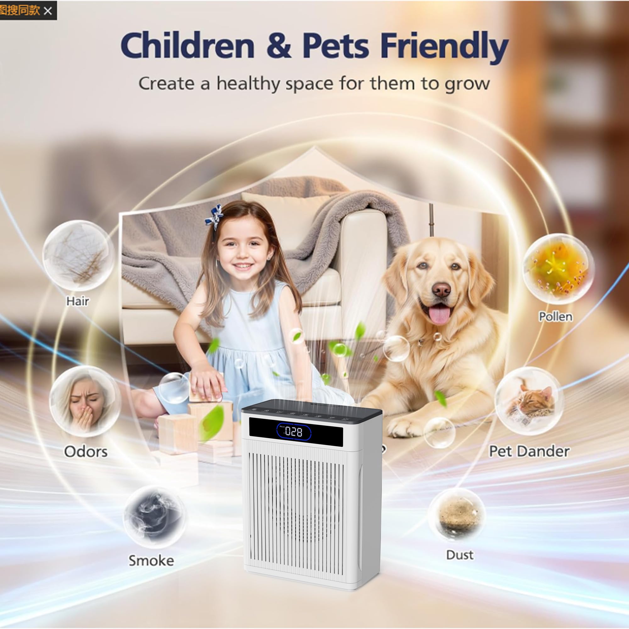 Air Purifiers for Home Large Room Up to 2000 Ft², HEPA Air purifier for Home Pets with Filter, Auto Mode, Timer, PM 2.5 Display Air Quality Sensor Air Cleaner for Bedroom, Dorm room, Pets, Office