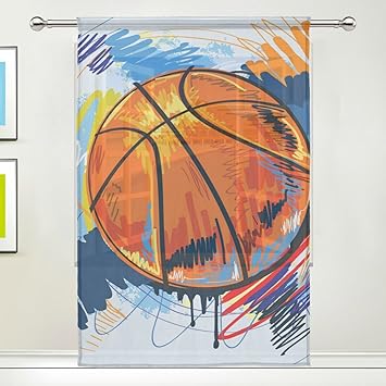 Amazon Com Alirea Basketball Painting Sheer Curtain Panels Tulle