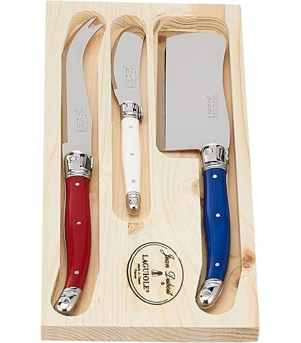 Amazon.com: Jean Dubost Laguiole 3-Piece Cheese Set, Black Handles