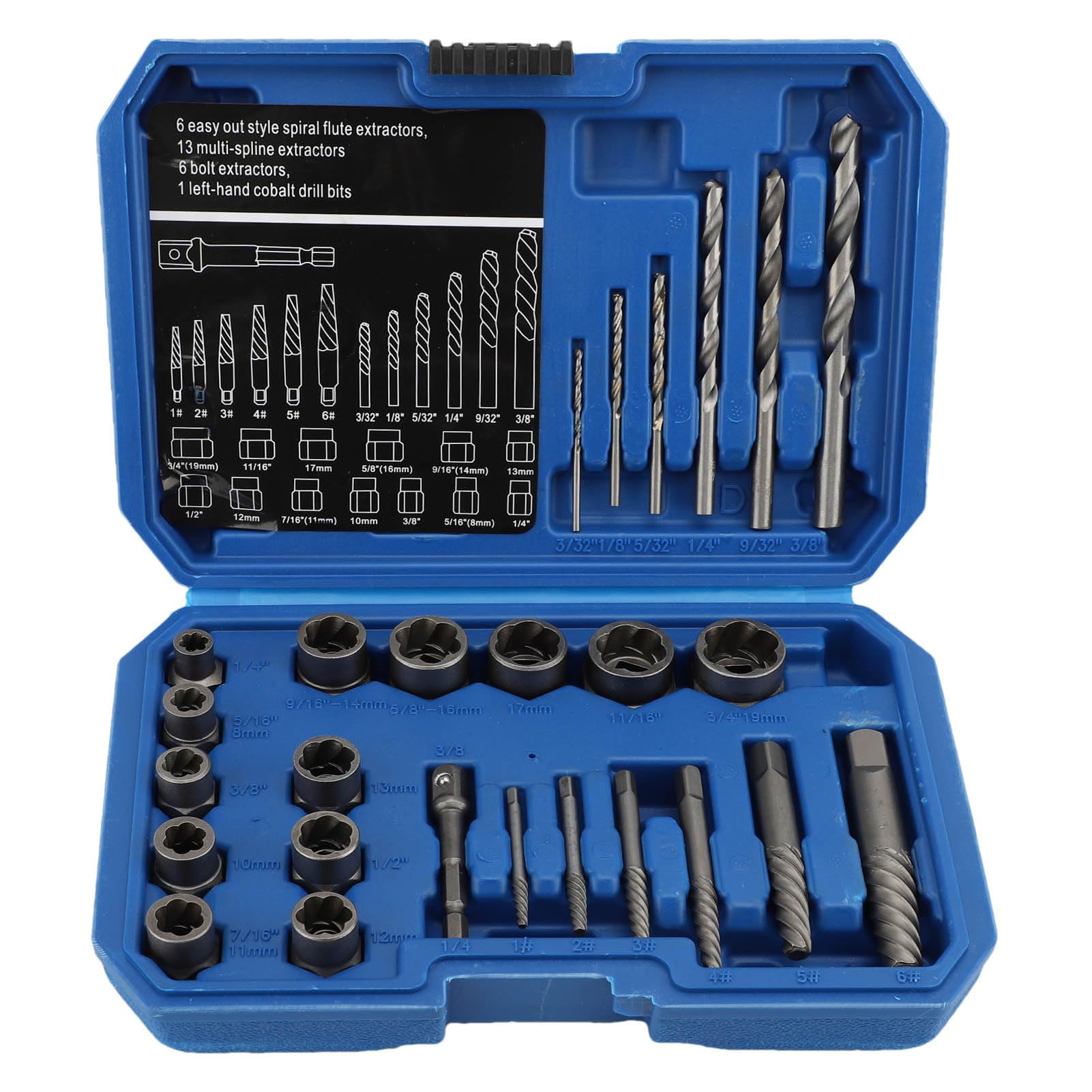 26pcs Screw Bolt Extractor Set, High Hardness Locking Wheel Nut Removal Tool, Multi-Function Broken Bolt Extractor Set for Removing Damaged, Frozen
