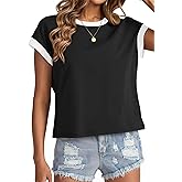 SOFIA'S CHOICE Ringer Tee Women Basic Crew Neck Short Sleeve Crop Top