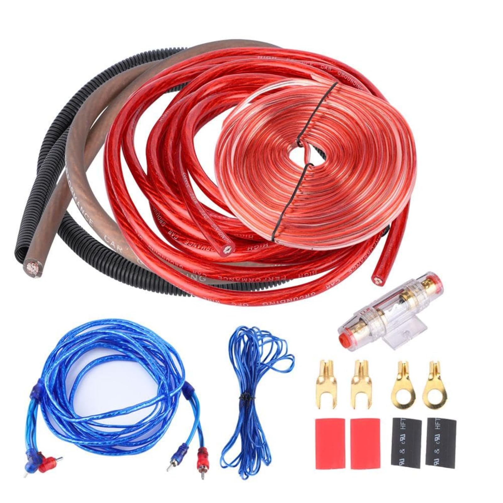 KSTE Car Amplifier Installation Wire,4 Guage Amp Kit 2800W Car o Subwoofer Speaker Install Wiring Cable with RCA/Control/Power/Ground Cable and Fuse Suit