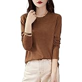 Chanyarn Women's 100% Merino Wool Base Layer Shirt Tops Crewneck Long Sleeve Travel Hiking Tee T Shirt Pullover Sweater