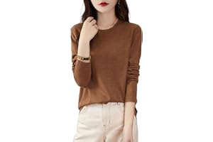 Chanyarn Women's 100% Merino Wool Base Layer Shirt Tops Crewneck Long Sleeve Travel Hiking Tee T Shirt Pullover Sweater