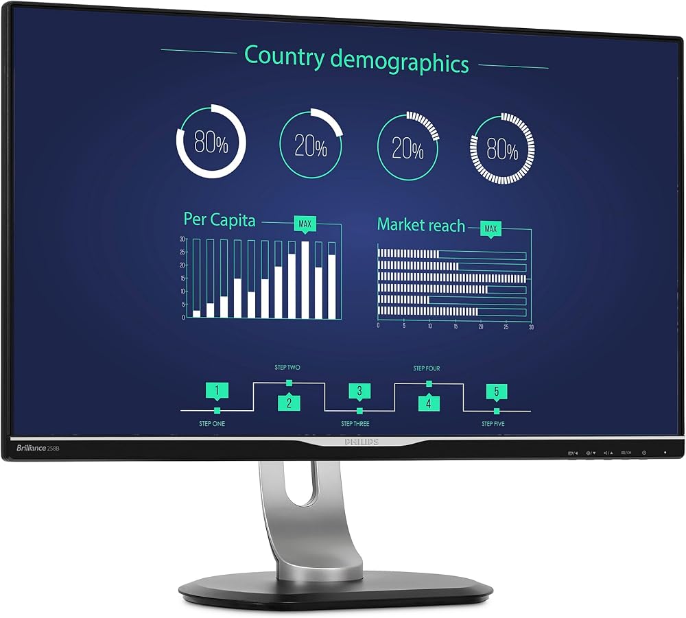 Philips 258B6QUEB 25" QHD IPS USB-C Docking Monitor 2560x1440 60Hz 5ms Height