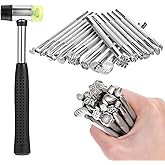 21 PCS Leather Stamping Tools, Leather Stamping Kit with Rubber Hammer, 20 Different Special Shape Stamp Set Carving Tools Stamps for Working