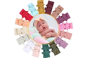 Mookiraer Baby Girls Headbands with Bows Handmade Hair Accessories Stretchy Hairbands for Newborn Infant Toddler Baby Essentials (Double Bows 16pcs)